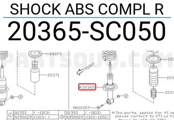 Subaru 20365SC050 SHOCK ABS COMPL R