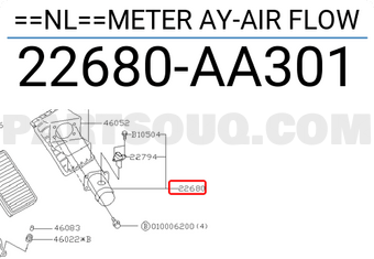Subaru 22680AA301 ==NL==METER AY-AIR FLOW