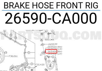 Subaru 26590CA000 BRAKE HOSE FRONT RIG