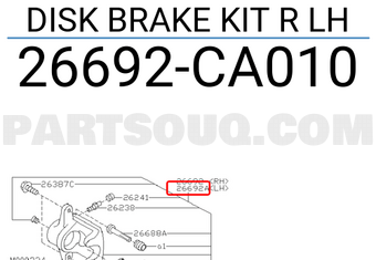 Subaru 26692CA010 DISK BRAKE KIT R LH