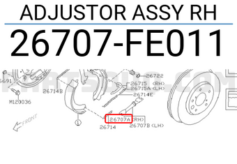Subaru 26707FE011 ADJUSTOR ASSY RH