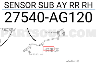 Subaru 27540AG120 SENSOR SUB AY RR RH