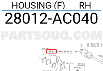 HOUSING F RH 28313AE020 | Subaru Parts | PartSouq