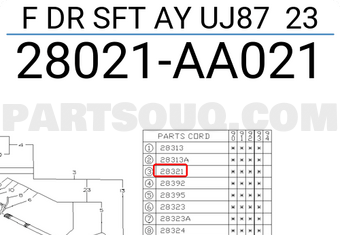 Subaru 28021AA021 F DR SFT AY UJ87 23