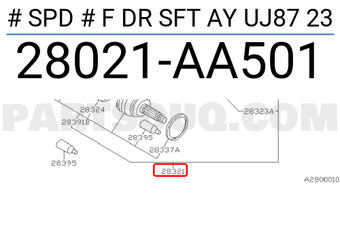 Subaru 28021AA501 # SPD # F DR SFT AY UJ87 23