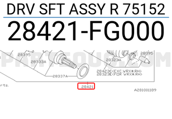 Subaru 28421FG000 DRV SFT ASSY R 75152