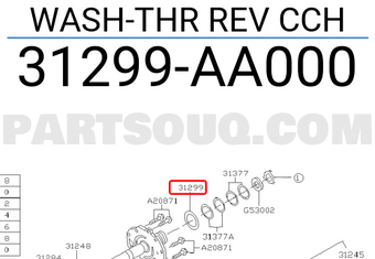 Subaru 31299AA000 WASH-THR REV CCH