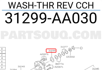 Subaru 31299AA030 WASH-THR REV CCH