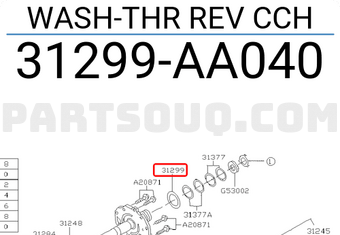 Subaru 31299AA040 WASH-THR REV CCH