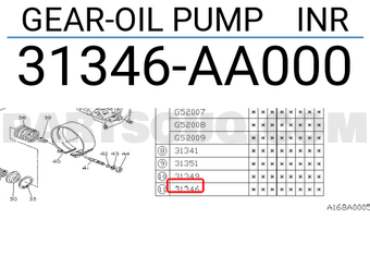 Subaru 31346AA000 GEAR-OIL PUMP INR