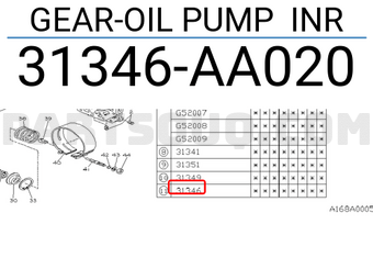 Subaru 31346AA020 GEAR-OIL PUMP INR