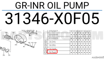 Subaru 31346X0F05 GR-INR OIL PUMP