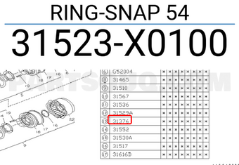 Subaru 31523X0100 RING-SNAP 54