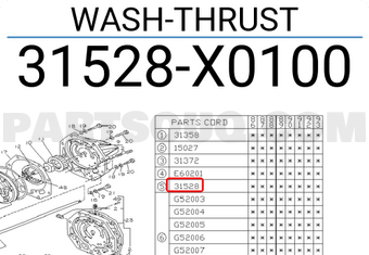 Subaru 31528X0100 WASH-THRUST