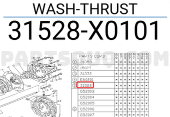 Subaru 31528X0101 WASH-THRUST