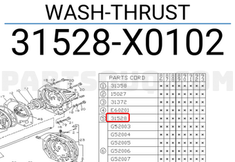 Subaru 31528X0102 WASH-THRUST