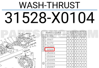 Subaru 31528X0104 WASH-THRUST