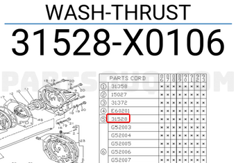 Subaru 31528X0106 WASH-THRUST