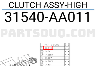 Subaru 31540AA011 CLUTCH ASSY-HIGH