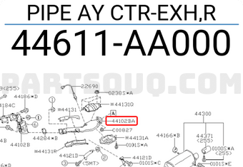 Subaru 44611AA000 PIPE AY CTR-EXH,R