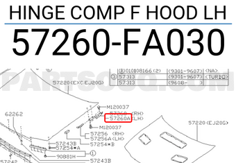 Subaru 57260FA030 HINGE COMP F HOOD LH