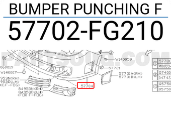 Subaru 57702FG210 BUMPER PUNCHING F