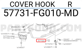 Subaru 57731FG010MD COVER HOOK R