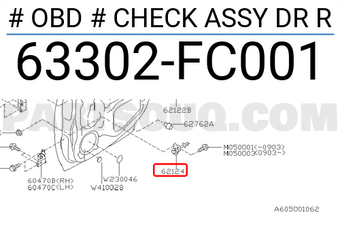 Subaru 63302FC001 # OBD # CHECK ASSY DR R