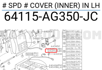 Subaru 64115AG350JC # SPD # COVER (INNER) IN LH