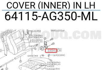 Subaru 64115AG350ML COVER (INNER) IN LH