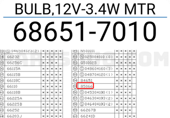 Subaru 686517010 BULB,12V-3.4W MTR