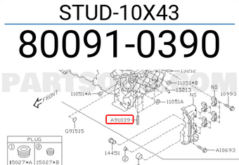 Subaru 800910390 STUD-10X43