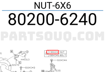 Subaru 802006240 NUT-6X6