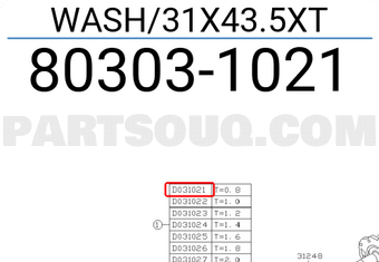 Subaru 803031021 WASH/31X43.5XT