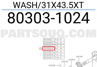 Subaru 803031024 WASH/31X43.5XT