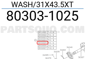 Subaru 803031025 WASH/31X43.5XT