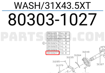 Subaru 803031027 WASH/31X43.5XT