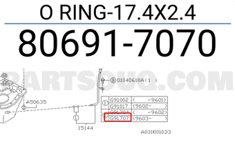 Subaru 806917070 O RING-17.4X2.4