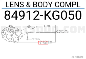 Subaru 84912KG050 LENS & BODY COMPL