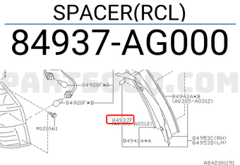 Subaru 84937AG000 SPACER(RCL)