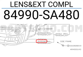 Subaru 84990SA480 LENS&EXT COMPL