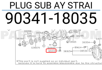 Subaru 9034118035 PLUG SUB AY STRAI
