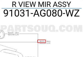 Subaru 91031AG080WZ R VIEW MIR ASSY