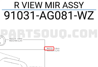 Subaru 91031AG081WZ R VIEW MIR ASSY
