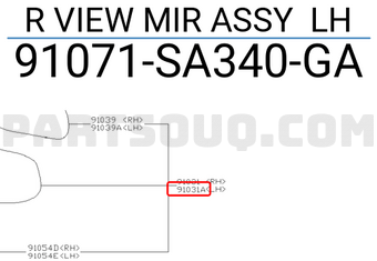 Subaru 91071SA340GA R VIEW MIR ASSY LH