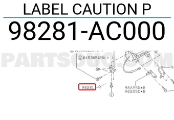 Subaru 98281AC000 LABEL CAUTION P