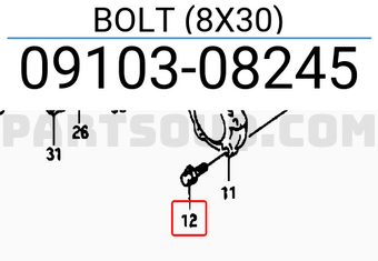 Suzuki 0910308245 BOLT (8X30)