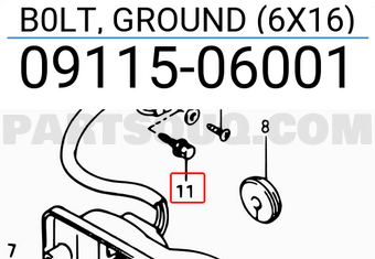 Suzuki 0911506001 B0LT, GROUND (6X16)