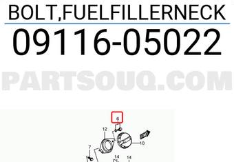 Suzuki 0911605022 BOLT,FUELFILLERNECK