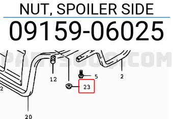 Suzuki 0915906025 NUT, SPOILER SIDE